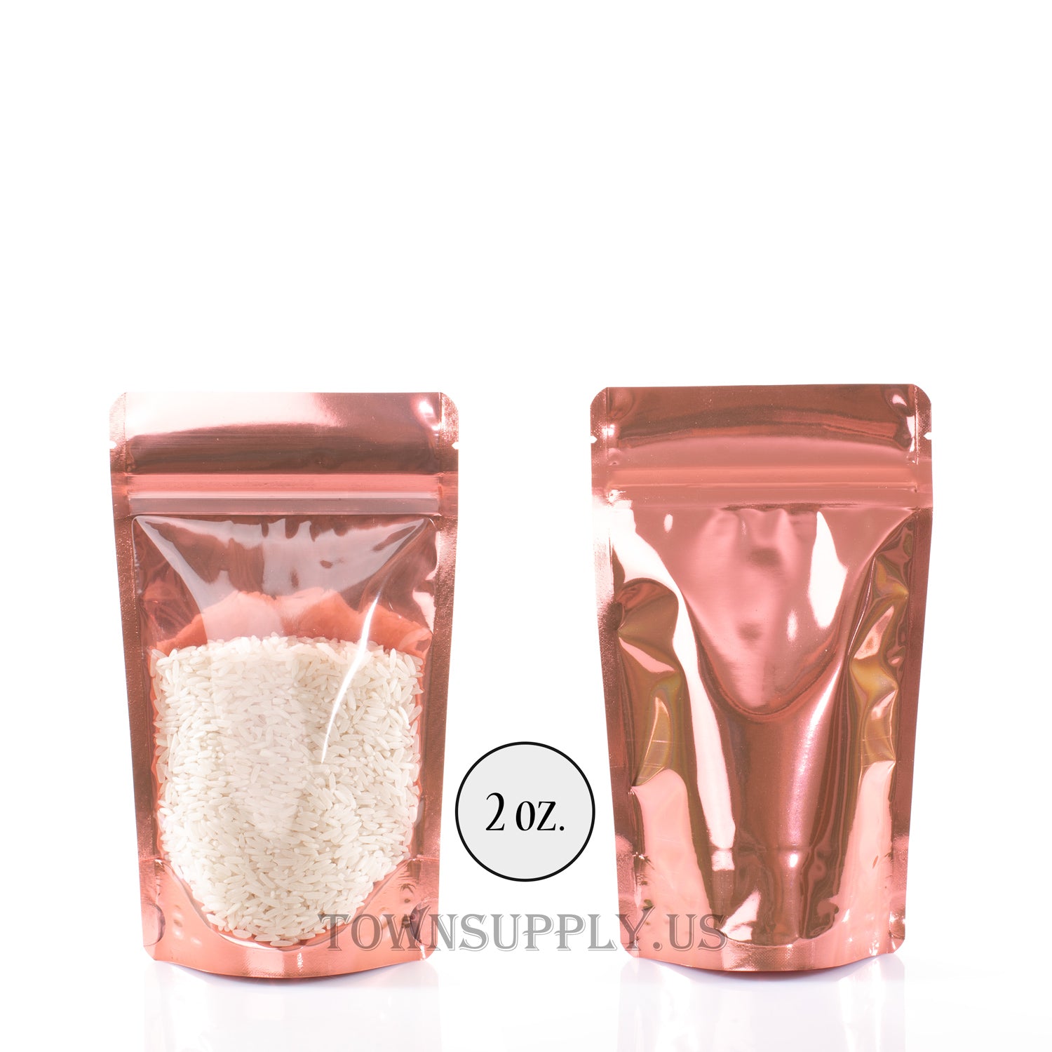 coral stand up pouch with clear poly front, 2 oz. high visibility bags - Town Supply