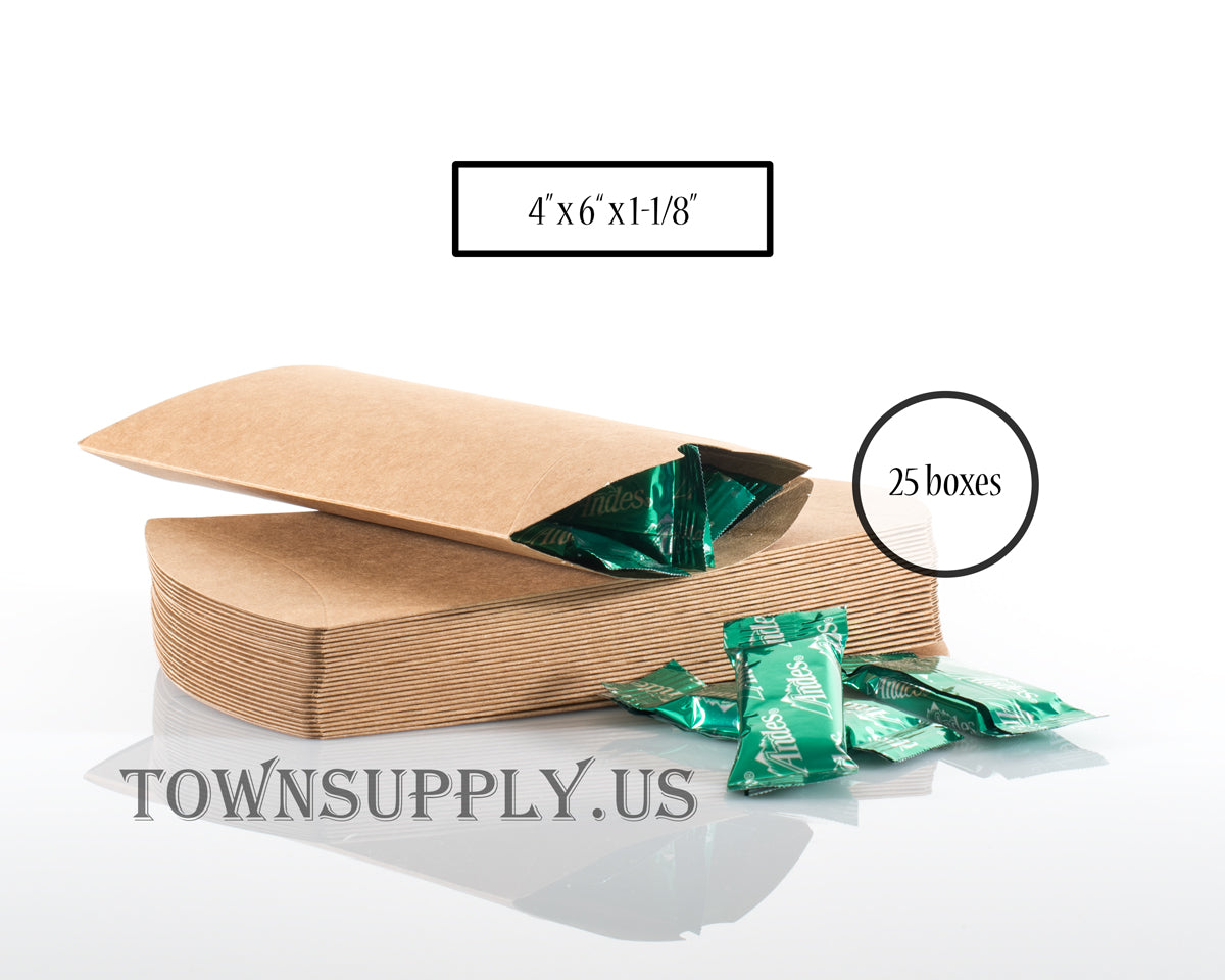 pillow boxes, natural Kraft, eco-friendly packaging, pack of 25 - Town Supply