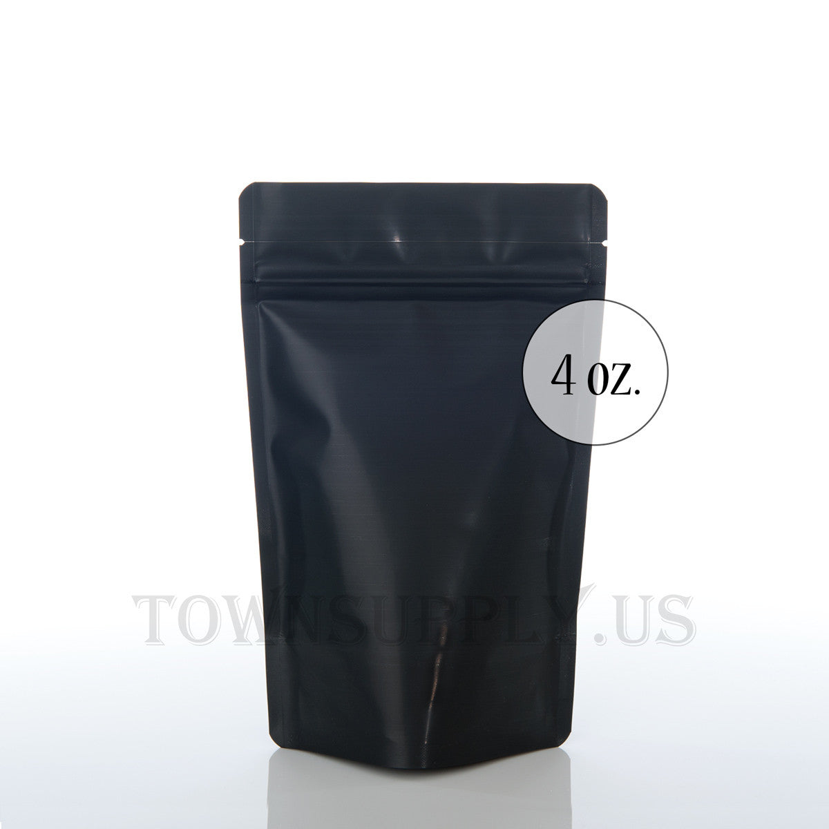 matte black resealable stand up pouch, 4 oz. bags - Town Supply