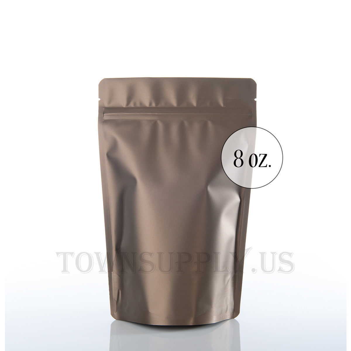 matte bronze resealable stand up pouch, 8 oz. bags - Town Supply