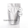 shiny silver resealable stand up pouch, 2 oz. bags - Town Supply