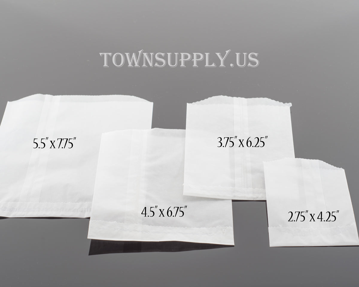 50 pack - flat glassine bags, 3.75 x 6.25 translucent waxed