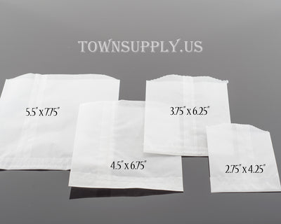 50 pack - flat glassine bags, 3.75" x 6.25" translucent waxed paper envelopes - Town Supply