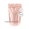 rose gold colored foil stand up pouch with clear poly front, 2 oz. high visibility bags - Town Supply