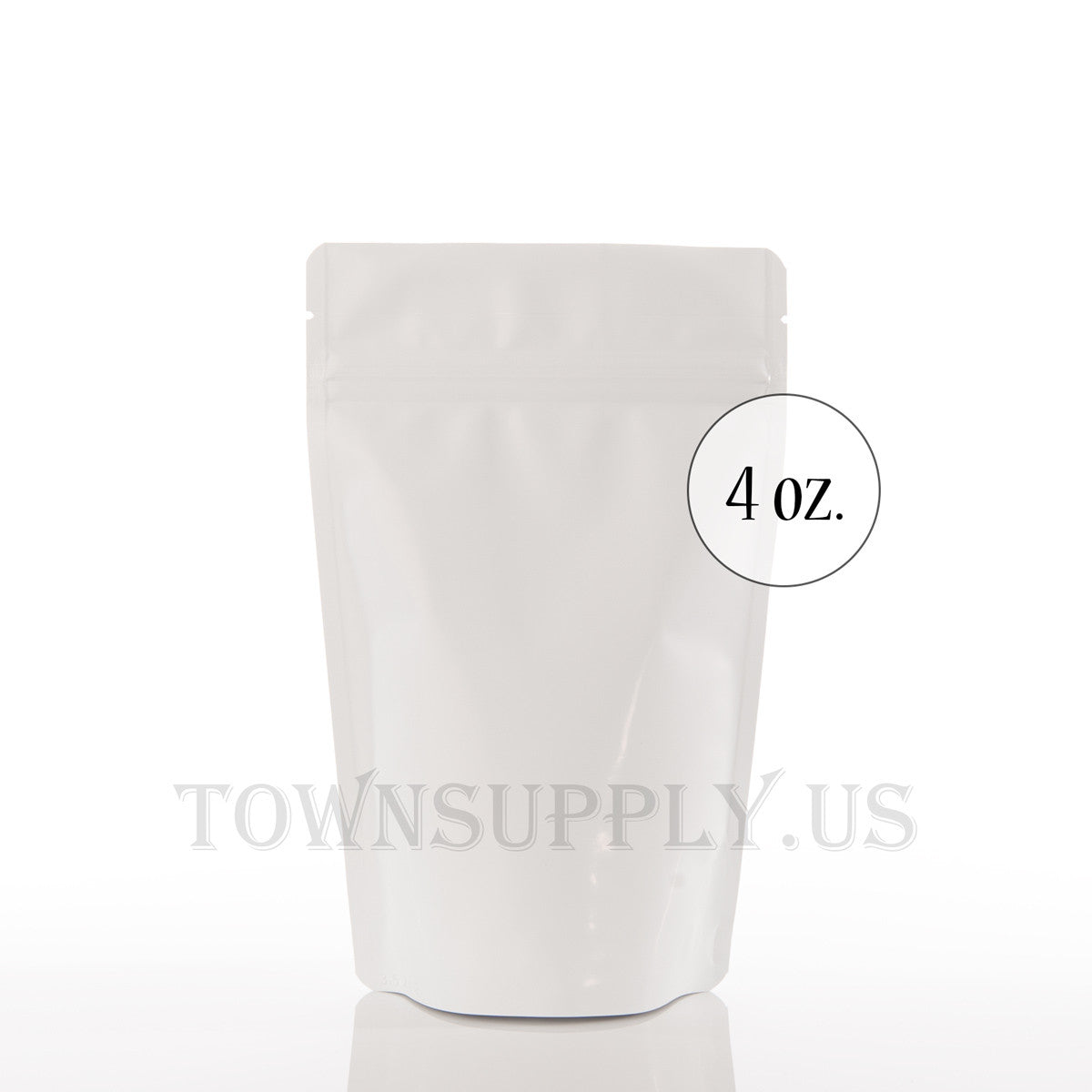 matte white resealable stand up pouch, 4 oz. bags - Town Supply